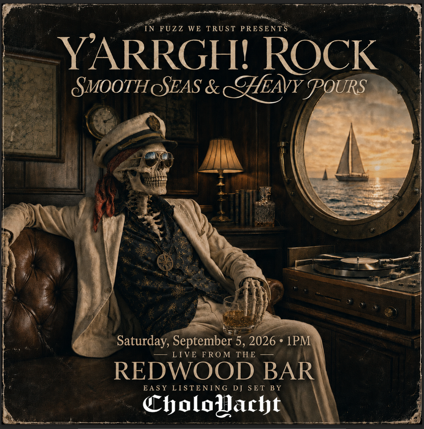 Y’ARRGH! ROCK event flyer for Saturday, September 5, 2026 at The Redwood Bar.